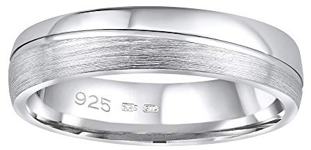 SILVEGO Damen und Herren Ehering Silber 925 ohne Stein GLAMIS