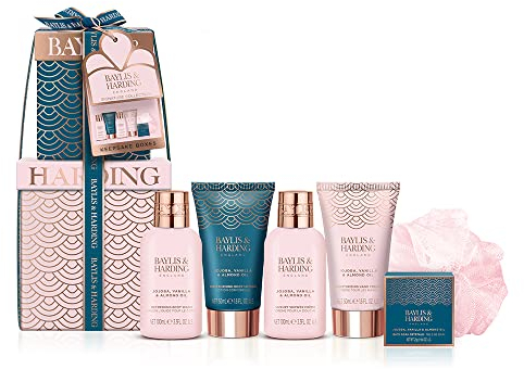 Baylis & Harding Jojoba, Vanilla & Almond Oil Signature Collection Luxury Pamper Present Keepsakes Boxes Gift Set- Vegan Friendly
