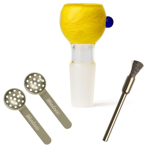 Weedness Heavy Yellow Glass Bowl 18.8 mm Slot Set 3 Pieces - Adapter Accessory Chillum