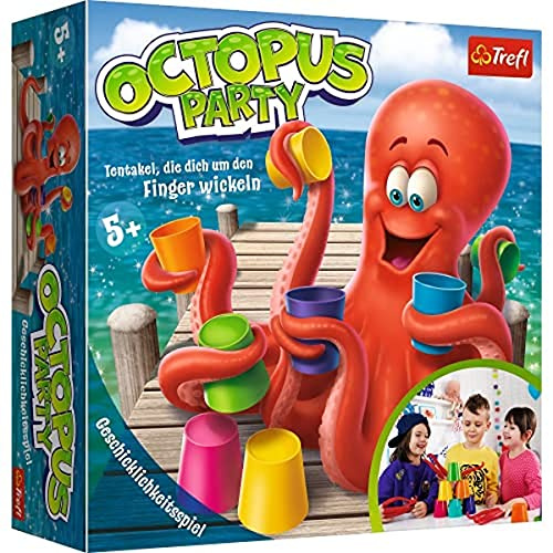 Trefl, Octopus Party, Geschicklichkeitsspiel, Familienspiel, Partyspiel für 1-3 Spieler, für Kinder ab 5 Jahren, Bauen aus Bildern, Spielkarten