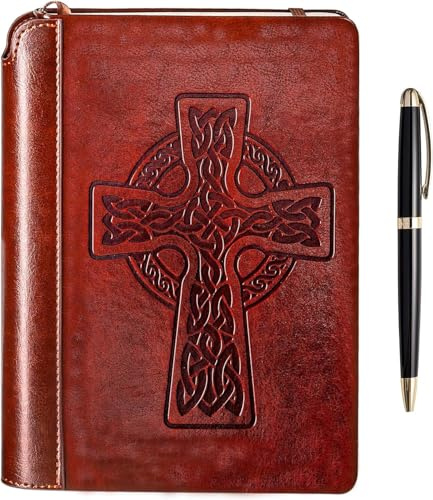 SETTINI Celtic Cross Writing Journa, Hardcover Faux Leather Notebook for writers Travel Journal Lined Personal Diary 6x8.5 Gift Set: journal with luxury pen.