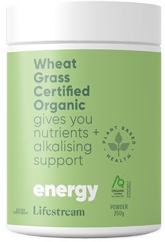 Certified Organic Wheat Grass Powder 250g, Alkalising and Detoxifying, Detox, Immune System, Vegan, No Added Dairy, Soy, Gluten or Wheat, 100% New Zealand Wheat Grass Leaf Powder