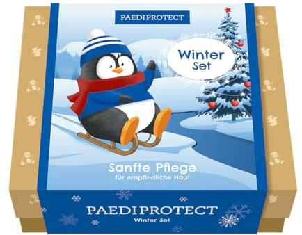 PAEDIPROTECT Set de invierno 6 productos para el cuidado de la piel del bebé y los niños con 1x crema para el viento y el clima, 1x crema de manos, 1x cuidado de la cara, 1x aceite de cuidado