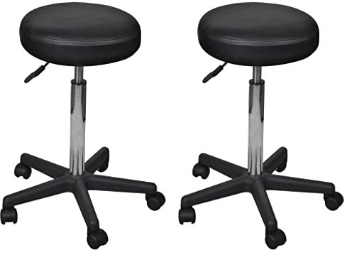 Susany 2er-Set RollhockerBarstuhl Arbeitshocker Barhocker Hocker Esszimmerstuhl Stühle Mit Gasdruckfeder & 5 Rollen,Bürostühle Bürosessel Höhenverstellbar 35,5 x (65-98) cm,Schwarz