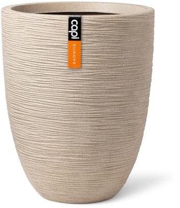 Capi Europe - Gefäß elegant niedrig Waste Rib NL - 46x58 - Terrazzo beige - Blumentopf für den Innen- und Außeneinsatz - Übertopf - Pflanztopf - Pflanzgefäß - Kunststoff - KTBR783