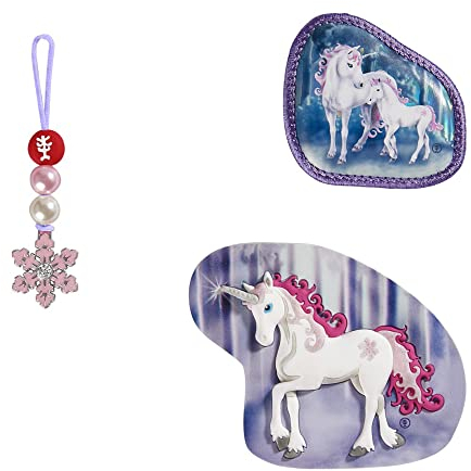 Step by Step Magic MAGS „Ice Unicorn Nuala“, 3-teilig, 2 Magnet-Applikationen und 1 Anhänger, Ergänzung für Schulranzen oder Vorschulrucksack, grau-rosa-weiß