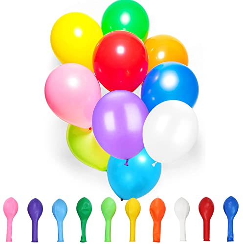 Jc.upin 100pcs Balloons -Color Assorted Birthday 10 inch Multicolour Pack Rainbow Support Helium/Air Use Baloons for Party Decor, Birthday, Weddings Latex (SQQ0100-JJ XLUK)