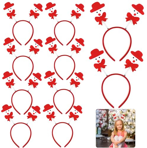 HOVUK 10x Schneemann Weihnachten Head Boppers für Frauen Mädchen Xmas Party Cosplay Kopfbedeckung Kostüm Urlaub Spaß Festlich Stirnband