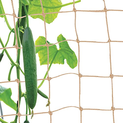HOECMRHP Jute Ranknetz Gartennetze, 100% Biologisch Abbaubar, Pflanzenstütznetz für den perfekten Wachstum von Tomaten, Gurken und Erbsen Kletterpflanzen, Maschnweite (10X10cm), Größe: 2X3M