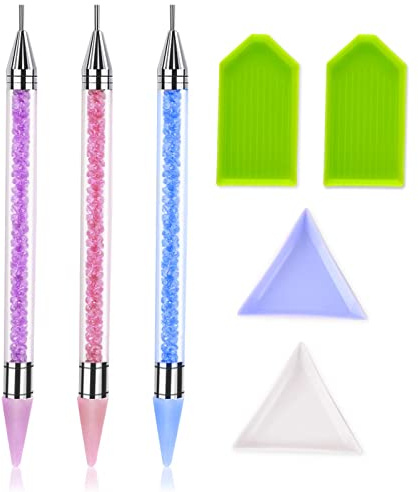 GWAWG 3 Stück Diamant Malstifte Diamond Painting Stift Selbstklebende DIY 5D Bohrstifte Diamond Zubehör für Glitzerbilder Erwachsene Kinder Kreuzstich Nagelkunst