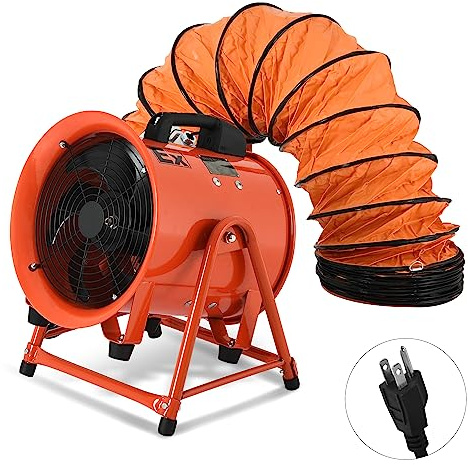 YITAHOME Explosion Proof Exhaust Fan 10 Inch, Utility Blower Extractor Fan with Detachable A-frame Angle Adjustable, Portable Ventilation Fan with 16FT Ventilator Duct Hose for Industrial, Paint Booth