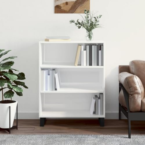 ZEYUAN Regalschrank Hochglanz-Weiß 69,5x32,5x90 cm Holzwerkstoff, Regal, Bücherregal, Regale & Ablagen, Stufenregal 828390