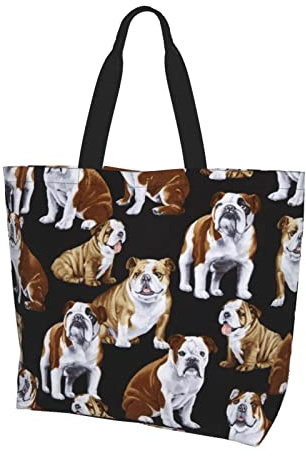 Lawenp Large Tote Bag English Bulldogs Large Grocery Shopping Bag For Shopping Work Beach