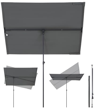 Sekey Sonnenschirm Rechteckig, 130x180 cm Sonnenschirm Balkon mit UPF50+ Sonnenschutz, ideal für Sonnenschutz und Privatsphäre auf Balkon und Terrasse Grau