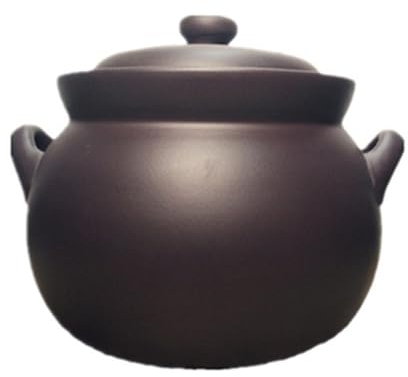 BURLOE Terracotta Baking Pot, Ceramic Casserole Clay Pot Clay Cooker Purple Lina Casserole Soup Open Flame High-Temperature-Resistant Unglazed Porridge Stew,7L