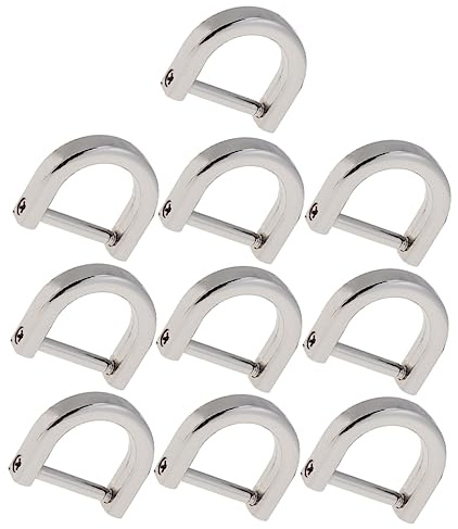 NUOBESTY 10pcs Detachable D-ring Clips with Closing Screw for Purse and Adjustable Ties Belts, Zinc Alloy Fasteners, Easy to Install and Unscrew, for DIY Replacement