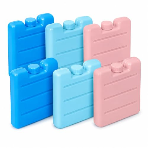 ZOPPER Reusable Ice Packs - Freezer Blocks 8cm mini Cooler Bags Assorted Colors RCoolest for Hours Powerful Chillers Lunch Box Travel Picnic and Outdoor Activities Ice Brick Picnic- 6pk