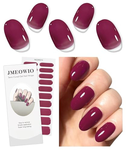 JMEOWIO Pink Semi Cured Gel Strips Wraps Nail Art Sticker