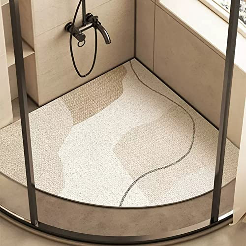 Rutschfeste Eck-Duschmatte mit Abfluss, Anti-Schimmel, Luffa-Viertelkreis, Badematte für Innendusche, rutschfeste, gebogene Duschmatte für Sicherheit und Komfort (Farbe: D, Größe: 90 x 90 cm)