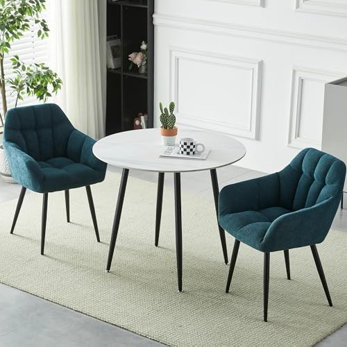 HomJoy Round Dining Room Table and Armchairs Set 2 90cm