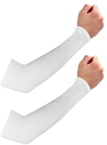 RHHGHY Manicotti Unisex da Manicotti Traspiranti anti-UV Maniche per Braccia per Pallavolo, Ciclismo, Pallacanestro, Corsa, Lavoro All'Aperto, Gioco (1 paio Bianco)