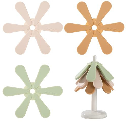Dessous de Verre en Silicone Tapis De Dessous De Plat Réutilisables Pliables sous Verres De Pot Résistants à La Chaleur D’Arbre De Noël pour Restaurant Tasses Décoration De Tabl 3 pièces