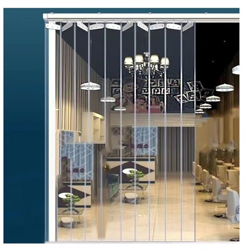 WXQTM Hängende Schiebe-Falttür-Vorhänge PVC-Lamellenvorhang Durchsichtig Leicht Montieren Staubdichter Vertikaler Vorhang, für Gefrierschränke Lagerhallen (1.8x2.5m)