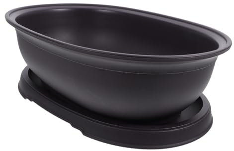Supvox Pflanztopf Blumentopf Oval mit Untersetzer Lila Sand Imitation Kunststoff Viele Drainagelöcher für Zimmerpflanzen Sukkulenten Kakteen Innen und Außenbereich 1 Satz