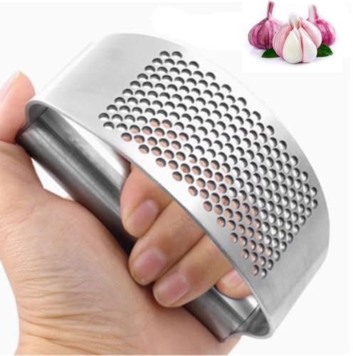 SPXTOM No Need To Peel Garlic Ginger Crusher & Masher, Stainless Steel, Garlic Press Rocker, Easy-Squeeze, Garlic Mincer Tool, Easy-Clean, for Smashing Garlic
