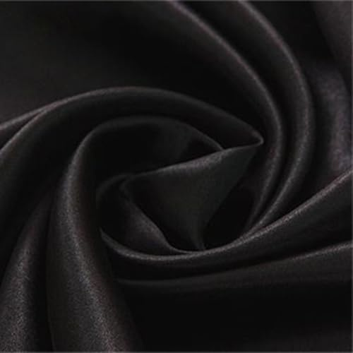 Anevous Tessuto di raso, 400 cm x 150 cm, tinta unita, per cucito, tessuto decorativo al metro, tessuto di raso per fai da te, tessuto di rivestimento per vestiti, tende, tovaglie, decorazione, nero