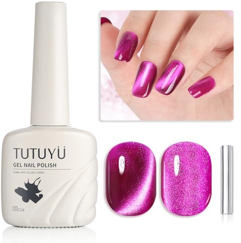 TUTUYU Purple Cat Eye Gel Nail Polish - Holographic Purple Gel Polish Perfect for DIY at Home & Gift for Nail Art Lovers!
