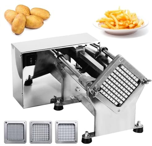 Machine à frites commerciale, coupe-pommes de terre automatique avec lame de 6/9/13 mm, coupe-bande électrique en acier inoxydable de 200 à 300 kg/h