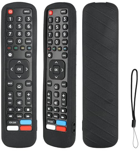 Funda para Mando a Distancia de Silicona Compatible con Hisense EN2BI27H EN2BF27H EN2BB27H EN2X27HS EN2D27 EN2AK27H TV Mando a Distancia Cubierta Protectora a Prueba de Choques con Cordón (Negro)