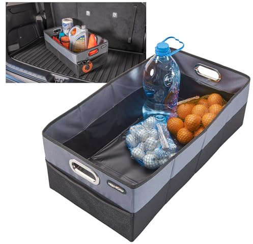 High Road CargoCube Car Storage Bin - Leakproof Car Trunk Storage Organizer with Metal Handles and Front Mesh Pocket, 12x24 Inches - Single pack