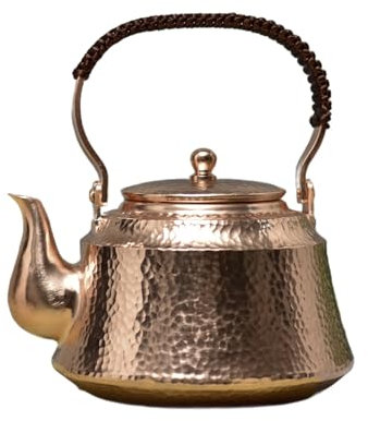 OZBMA Bouilloire à thé en cuivre rétro Or Rose 18 x 11 cm, 1 000 ML, théière Turque pour cuisinière (Couleur Primaire 1 000 ML)