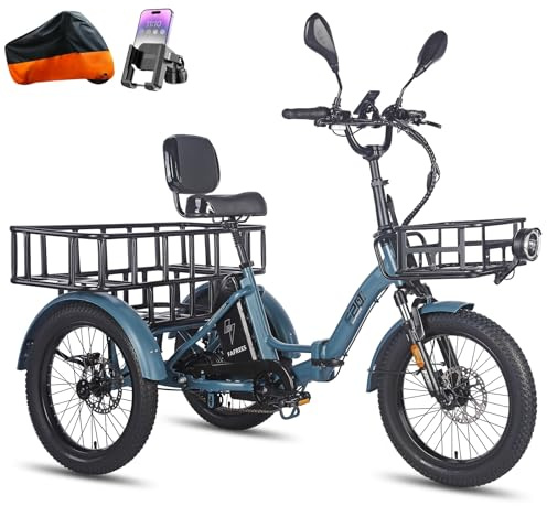 Fafrees F20 Mate Dreirad e Bike Klapprad, E-Bike 3 Rad 48V 23.45Ah Akku, Elektro Dreirad 20 * 3.0 Zoll, Hydraulischer Bremsstarter, Lasten ebike für Erwachsene