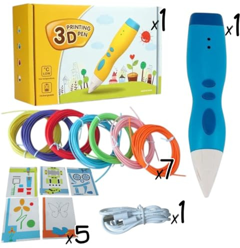 Diverjoy - Penna 3D per bambini wireless a bassa temperatura -penna 3D - Sicuro e facile da usare - Materiali atossici - Regalo creativo per ragazzi e ragazze (Blu marino)