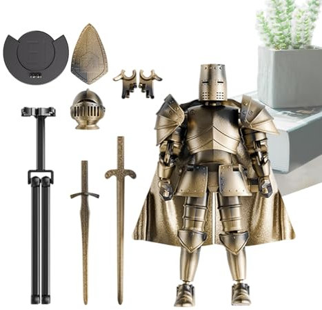 Azione Robot Figure-movable Knight Statue | Modello Del Corpo Completo Medievale | Figura Del Collettore Flessibile Con Una Testa Rotabile, Base Rimovibile Per La Libreria, Arti Mobili Come Scrive