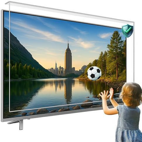 PRO Smart Unbreakable TV Screen Protector Fits 24 27 32 40 43 50 55 65 75 77 83 85 86 98 100 inch TV for OLED, QLED, LCD, UHD, 4K & 8K | Ultimate Protection | Easy Installation | UV Durable (32 inch)