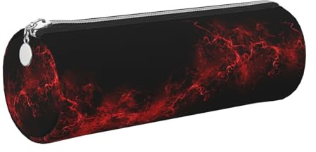 GaxfjRu Explosion Burst Red Black Leather Zippered Fountain Ballpoint Rollerball Pens and Pencils Case Holder Pouch Grain Soft