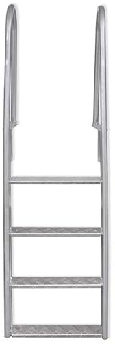 Échelle de piscine à 4 marches en aluminium pour piscine (167 cm) – Aide à la montée stable avec marches antidérapantes – Idéal pour entrer et sortir en toute sécurité