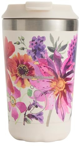 Chilly's Original Coffee Cup - Thermal Travel Mug For Cold & Hot Drinks - Reusable Cups with Lids - Double Walled Vacuum Insulated Mug - Stainless Steel - 340ml - Garden Flowers