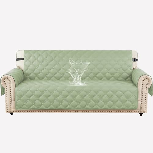 Ystyle Wasserdicht Sofa Überzug 3 Sitzer, Couch Bezug Rutschfes, Waschbar Couchüberzug, Sofabezug Mit Armlehnen, Universal Sofa Covers Für Katze Hund, Mit Gummiband, Mintgrün