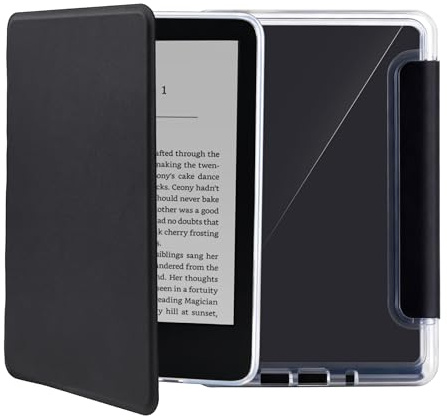 Kindle Hülle 11. Generation 2024/2022, 6 Clear Weich Kindle Case Cover e-Reader, PU Magnetic Schutzhülle mit Auto Schlaf/Wach Funktion und Smart Cover Sleeve (Schwarz)