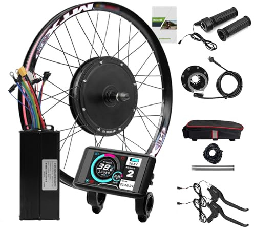 SNHMFUH Kit de conversion de moteur de roue arrière 48 V 2000 W pour vélo électrique UKC1 avec écran couleur de 50,8 cm à 73,6 cm, kit de conversion de vélo électrique de 135 mm à 142 mm avec