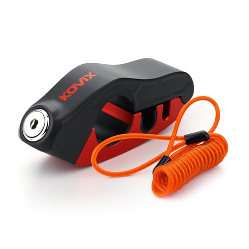 Kovix KDSC Motorcycle Alarm Grip Lock KDSC009 | 120dB Alarmed Lever Lock with Reminder Cable