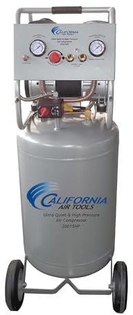 California Air Tools 20015HP 1.5 HP Ultra Quiet, Oil-Free, 175 PSI High Pressure Air Compressor with Wheels, 20 Gallon Tank Capacity, 70 dB Noise Level, Electric, Portable