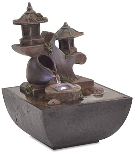 vidaXL Fontana per Interni con Luce a LED in Poliresina Fontanella con Acqua