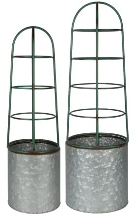 Esschert Design - Fioriera con traliccio in ferro, confezione da 2
