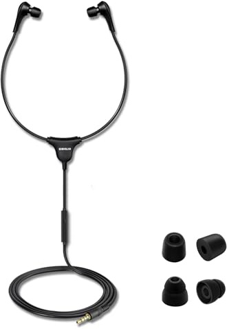 SIMOLIO Stereo Headset with Mic, Light Weight Stethoscope Transcription Headset with Volume Control and Soft Memory Foam Ear-Tips, 4.9FT Audio Cord, 3.5mm Plug Wired PC Headphones, SM-901M